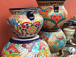 decorated pots at Westbrae